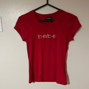 Red Bebe rhinestone top